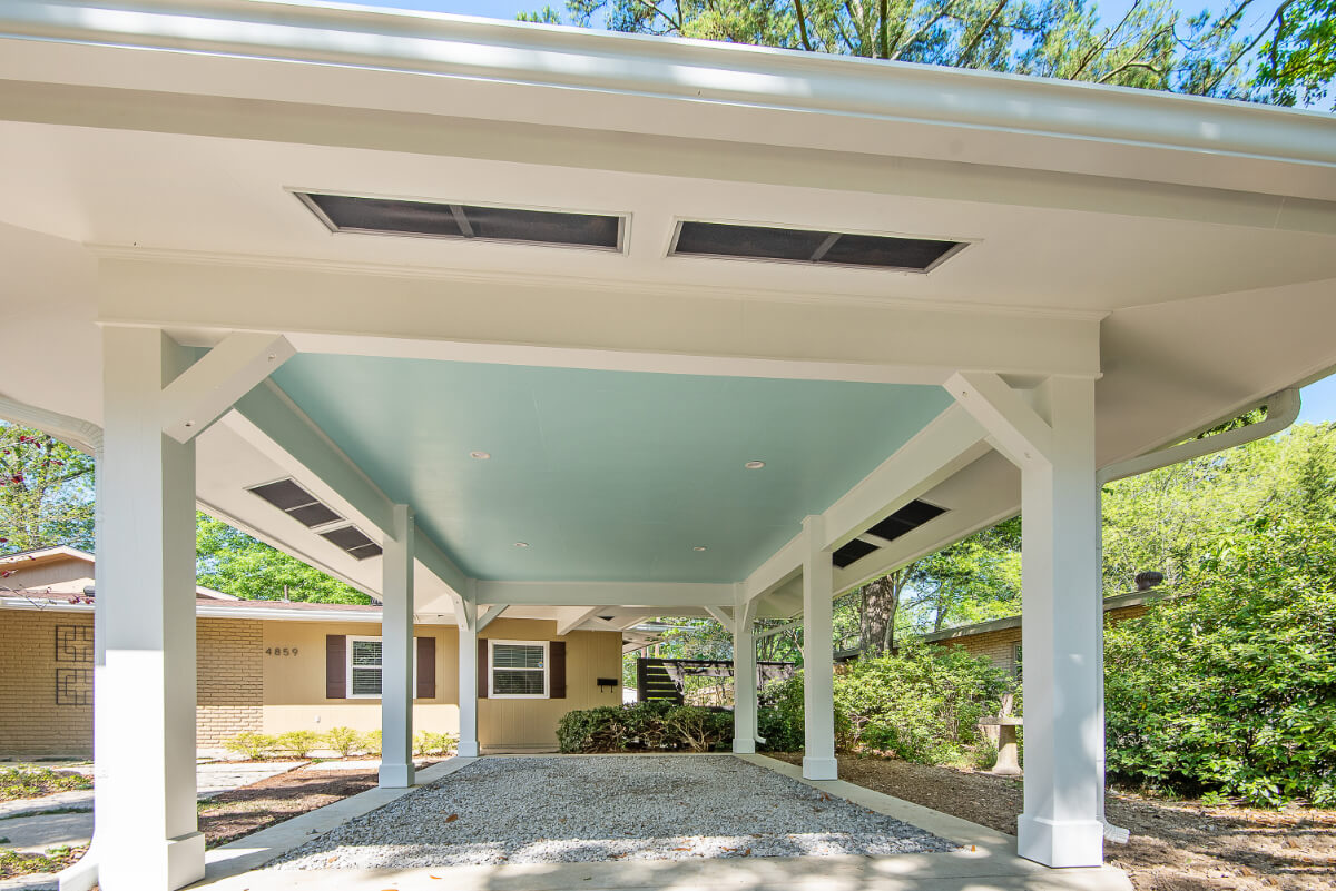 Carport construction interior ceiling Zitro Construction