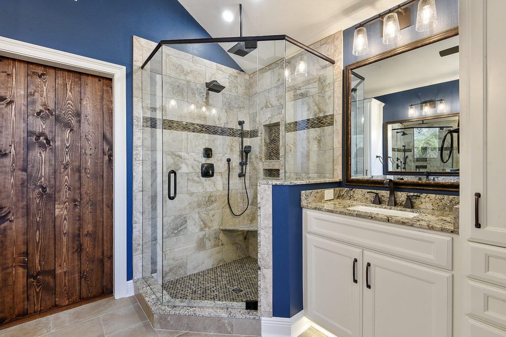 Master Bathroom with custom corner shower