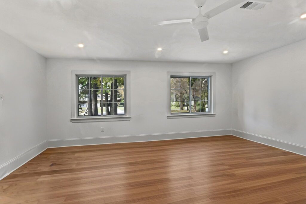 Baton Rouge Home Renovation with living room wood flooring